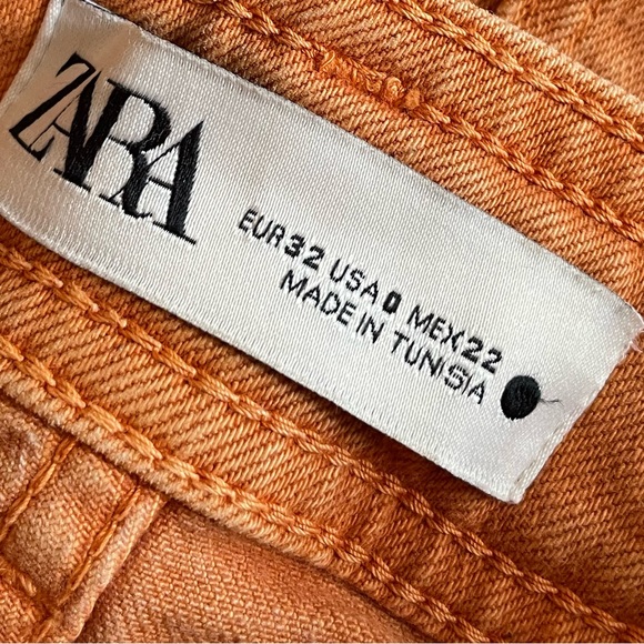 ZARA Awesome Rusty Orange Wide Leg High Rise Pants with Fringe Cuffs. Size 0 - Picture 6 of 11
